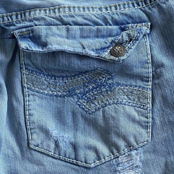 X Ray Jeans Mens Size 38x32 Blue Distressed Flap Pocket Heavy Stitch Y2K - Picture 3 of 12